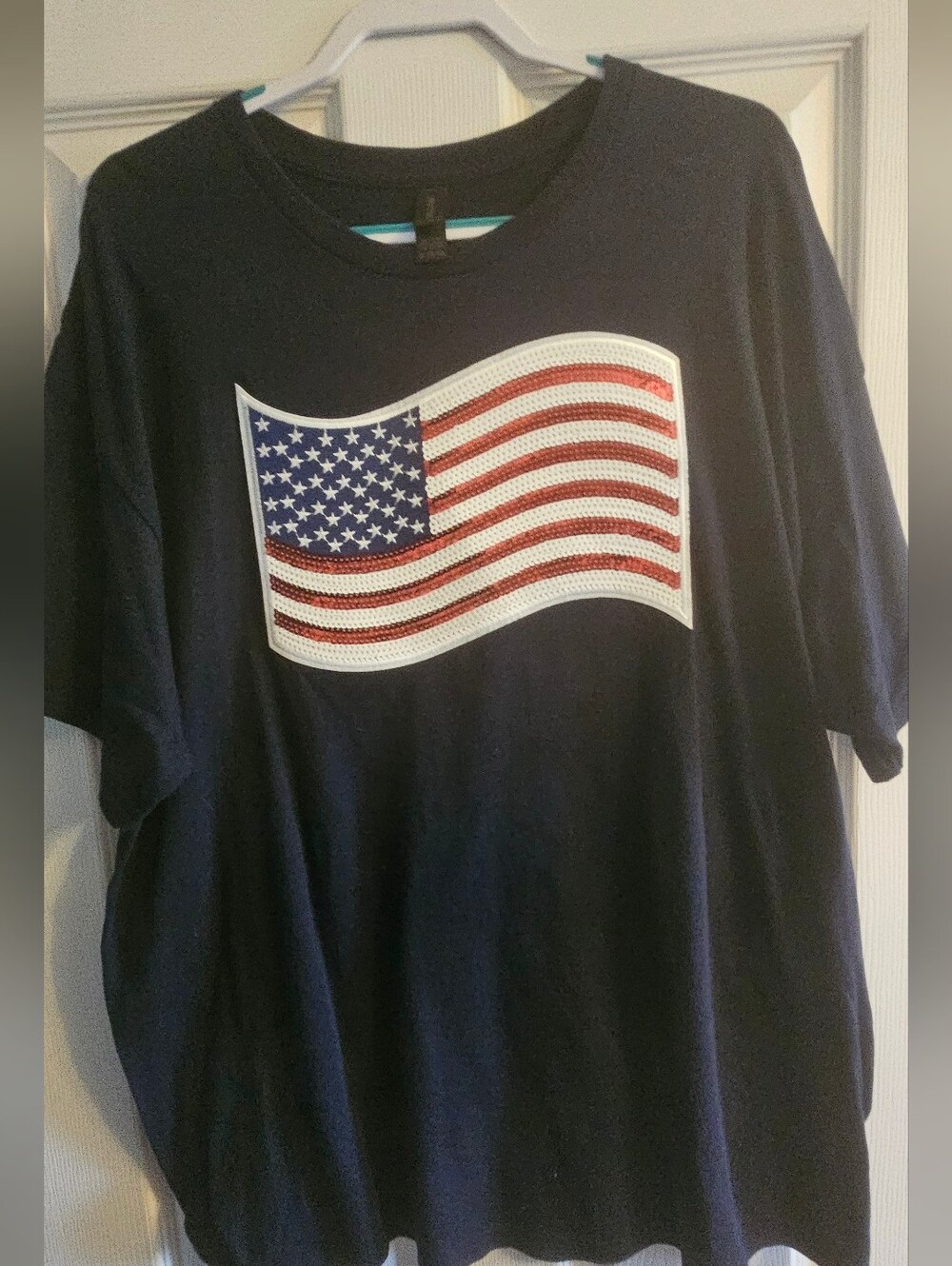 Gildan Navy Tee with Waving Flag Graphic